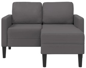 szürke műbőr 2 üléses kanapé L-alakú kanapéval 125 cm