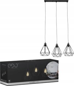 Loft Függőlámpa Alambra Largo 3x E27 Fekete Edo
