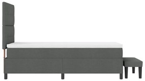 Box Spring Ágy Matraccal és Padlóval Sötét Szürke 90x200 cm Textil