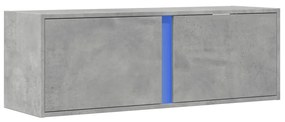 betonszürke falra szerelhető TV-szekrény LED-del 100x31x35 cm