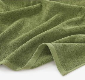 Goldea bordűr nélküli frottír törölköző és fürdőlepedő soft – olivaszínű 50 x 100 cm