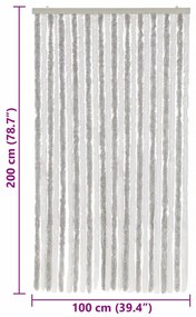 világosszürke és fehér zsenília rovarfüggöny 100x200 cm