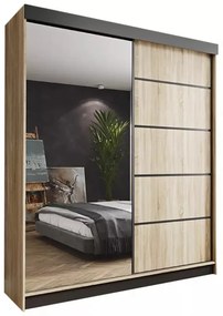 Amo 200 Tolóajtós Szekrény 200cm, Sonoma Tölgy