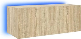 vidaXL sonoma tölgy színű fali TV-szekrény LED-ekkel 80x35x31 cm