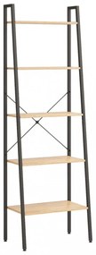 5-szintes világosbarna-fekete állópolc 56x35x174 cm