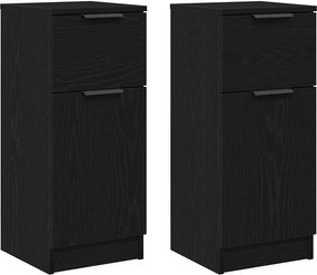 vidaXL Széf fiókkal 2 pcs Fekete tölgy 30 x 30 x 70 cm Faanyag
