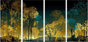 Nagyméretű vászonkép a nappaliba Arany erdő fali dekoráció gamour 60x120