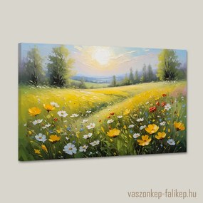 Színes virágok a réten – Prémium vászonkép otthonra 60x40 cm