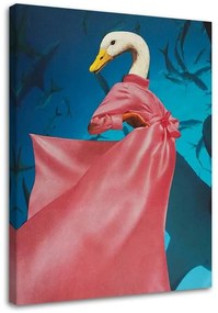 Gario Vászonkép Kacsa rózsaszín ruhában - Lili Chartrand Méret: 40 x 60 cm