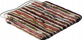 Olek székpárna 42x41 piros-zöld csíkos, krémszínű alapon