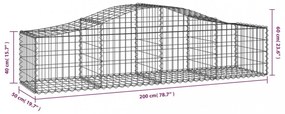 20 db íves horganyzott vas gabion kosár 200x50x40/60 cm