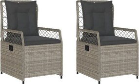 vidaXL 2 db világosszürke polyrattan dönthető kerti szék