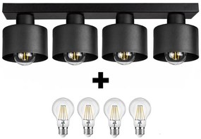 Glimex LAVOR fix mennyezeti lámpa fekete 4x E27 + ajándék LED izzó
