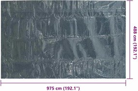Fekete és kék napelemes lebegő PE medencefólia 975 x 488 cm