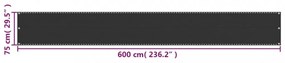 balkon napellenző HDPE 75x600 cm Antracit