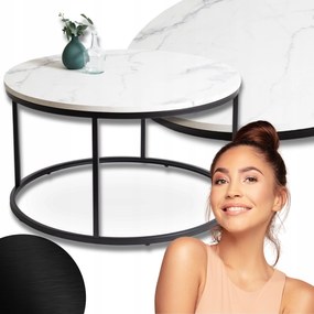 Dohányzóasztal Kerek Nagy Loft Pad Nappali Fehér Márvány Conny Max Ø80