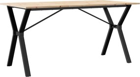 vidaXL tömör fenyőfa és acél étkezőasztal Y-vázzal 140x80x75 cm