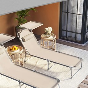 LAGUNA kerti napozóágy állítható napellenzővel, 193x59x30cm, barna-szürke (taupe) SongmicsHome