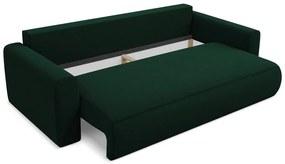 Zöld bársony kinyitható-tárolóhelyes kanapé 238 cm Kapua – Makamii