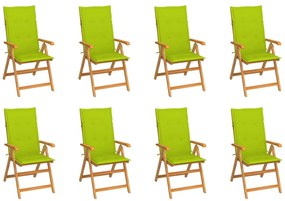 vidaXL 8 db dönthető tömör tíkfa kerti szék párnákkal