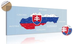 Obraz na korku mapa Slovenska so štátnym znakom a okolitými štátmi