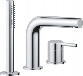 Kádtöltő Csaptelep Álló Zuhanyzóval Króm 3 Lyukú Kád Sárgaréz