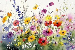 Fotótapéta Flizelina Természet Nyár Színes Virágok Rét Kert 416x290 ragasztó