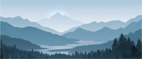 Kép - a hegyek grafikája (120x50 cm)