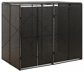 fekete polyrattan dupla kerekeskuka tárolófészer 140x80x117 cm