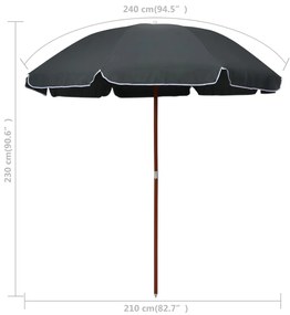 Antracitszürke napernyő acélrúddal 240 cm