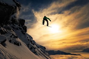 Fotográfia Sunset Snowboarding, Jakob Sanne