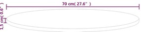 kerek kezeletlen tömör tölgyfa asztallap Ø70 x 1,5 cm