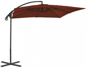 terrakotta konzolos napernyő acélrúddal 250 x 250 cm