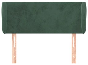 sötétzöld bársony fejtámla szárnyakkal 83x23x78/88 cm