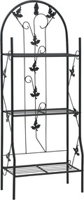 vidaXL háromszintes fekete vas virágtartó állvány 52 x 28 x 128 cm