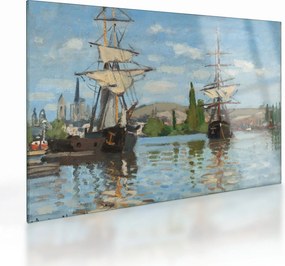 Üveg kép - Claude Monet, Ships Riding on the Seine at Rouen, reprodukciók (70x50 cm)