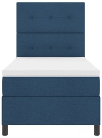 Rugós ágy matraccal és LED fénnyel, kék, 90 x 190 cm, textil