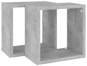 2 db betonszürke fali kockapolc 26 x 15 x 26 cm
