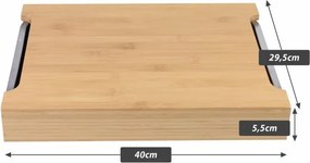 Bambusz vágódeszka alumínium csepptálca 40 x 30 x 6 cm