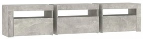 betonszürke TV-szekrény LED lámpákkal 180x35x40 cm