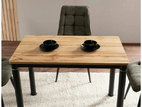 Fekete DAMAR étkezőasztal 100x60 cm, tölgy artisan dekorációval