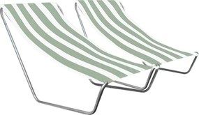 2 db összecsukható tengerparti napozóágy SAND, világoszöld csíkos