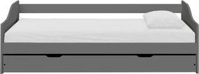 Ágy kihúzható pótággyal, szürke, tömörfa, 90x200, LAURA NEW