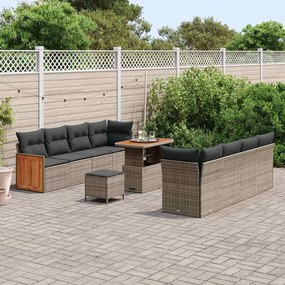 Kerti Kanapé Szett 11 pcs Szürke 90 x 55 x 71 cm polirattan