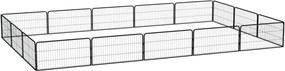 vidaXL 16-paneles fekete porszórt acél kutyakennel 100 x 50 cm