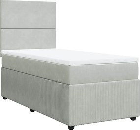 vidaXL világosszürke bársony rugós ágy matraccal 80 x 200 cm