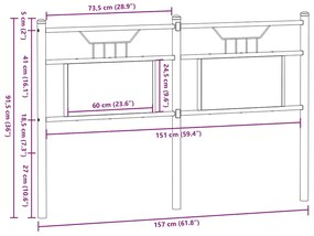 barna tölgy színű szerelt fa és acél fejtámla 150 cm