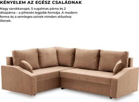 Grande Plus sarokkanapé, baloldali, szövet anyag, barna