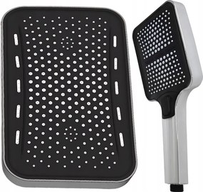 Zuhanyszett: Esőztető És Fülhallgató Téglalap Alakú Fekete Króm