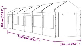 vidaXL fehér polietilén pavilon tetővel 13,38 x 2,28 x 2,69 m